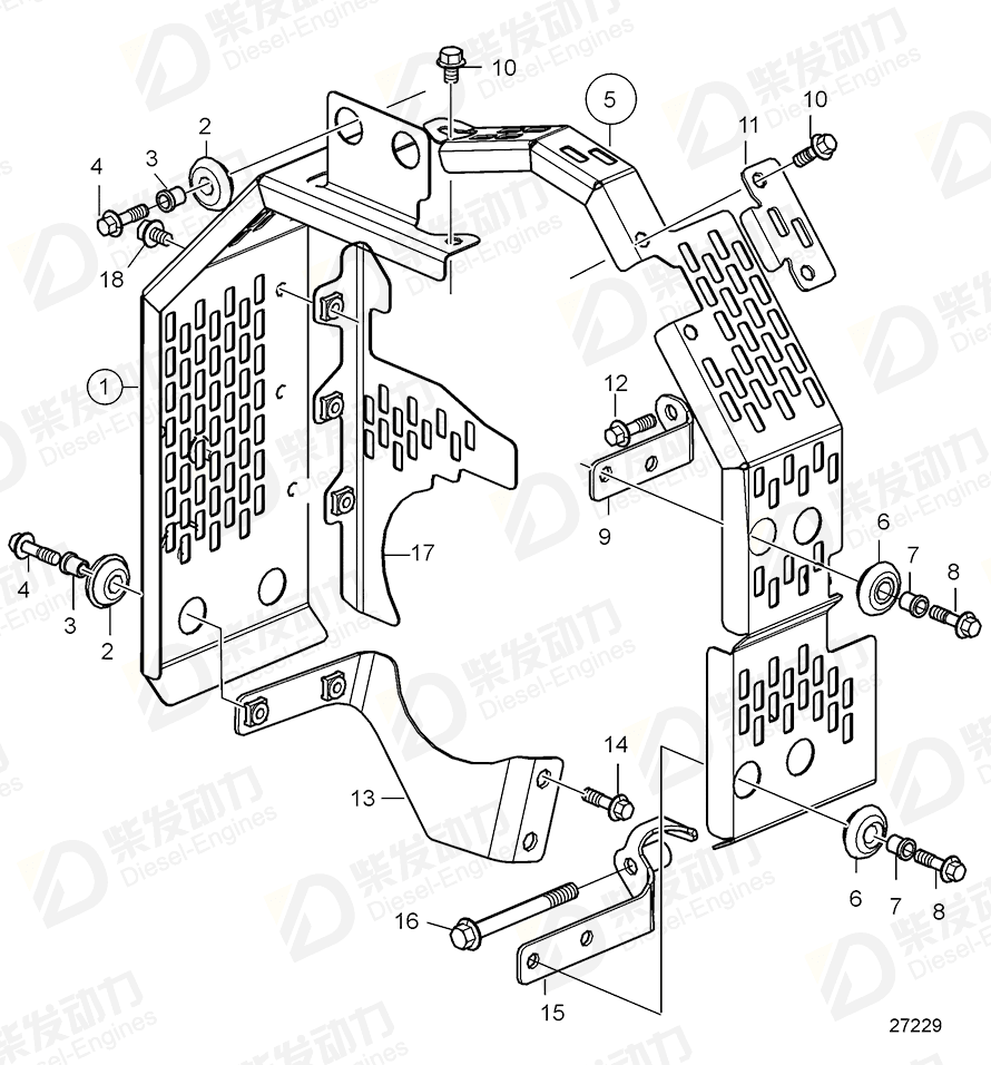 VOLVO Protecting screen 22654329 Drawing